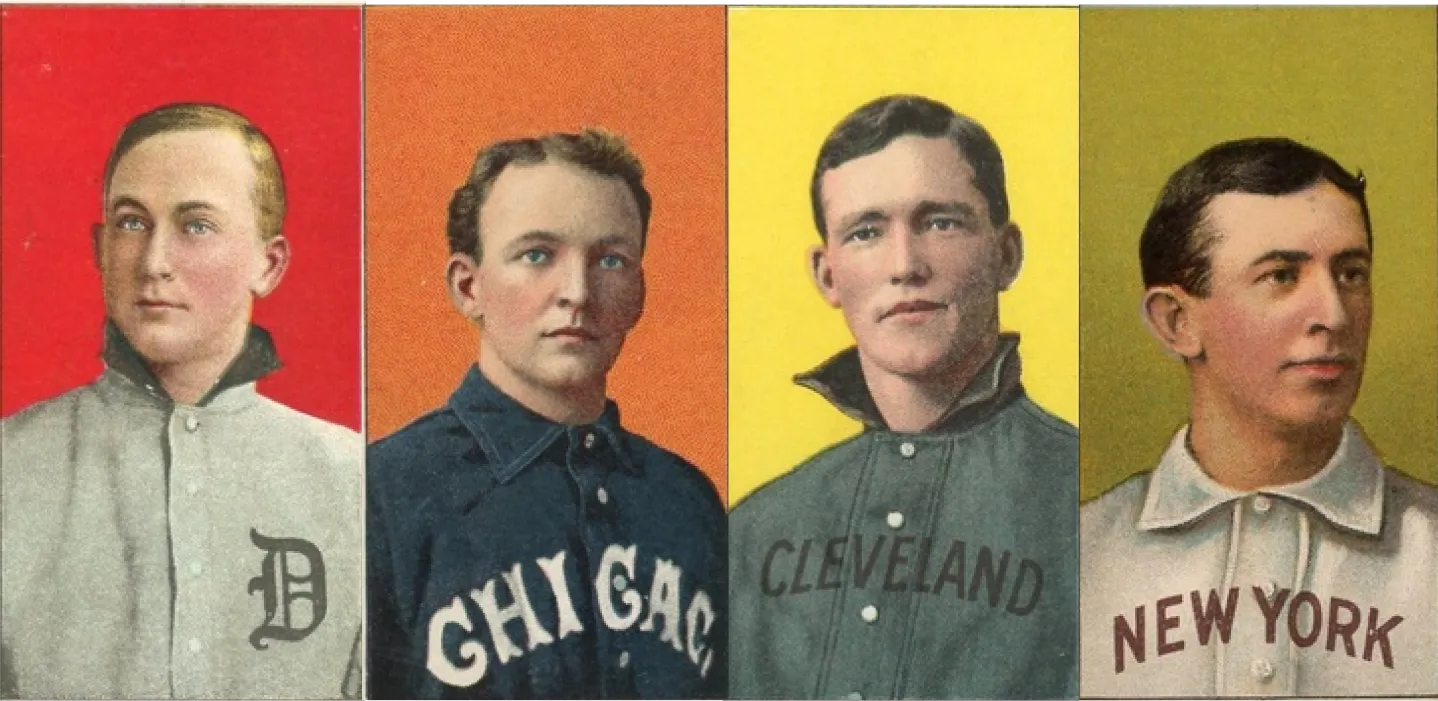 Vintage baseball cards and photos collage